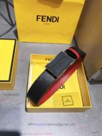 AAA Reversible Fendi Leather Belt For Women - Black And Red SS Rubber Buckle 